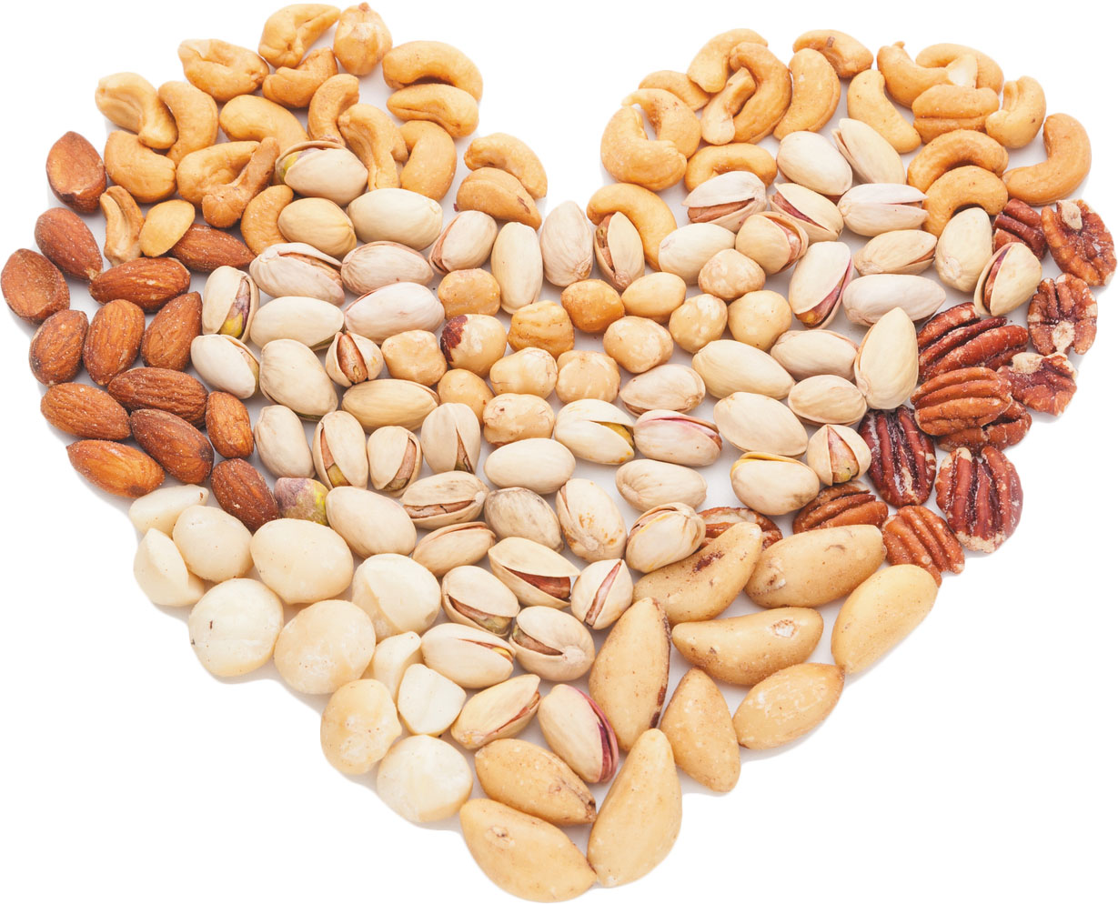 Heart shape made of mixed nuts