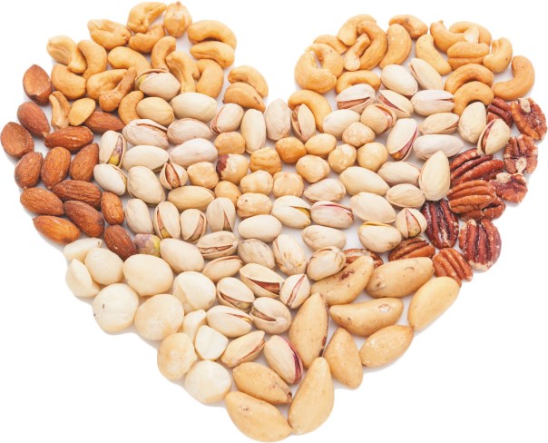 Heart shape made of mixed nuts