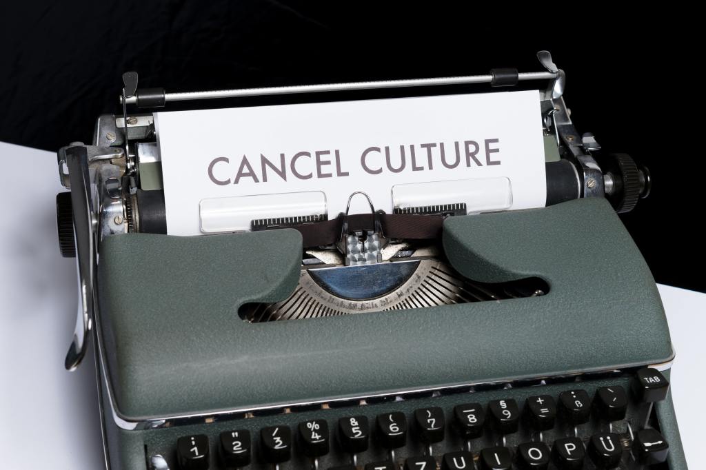 "Cancel culture" written by a gray typewriter