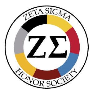 A round logo featuring the words "Zeta Sigma Honor Society," the Greek letters Zeta and Sigma, and the colors of the 9 universities at USG